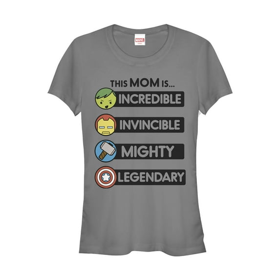 Junior's Marvel Mother's Day Mom Qualities Graphic Tee Charcoal 2X Large
