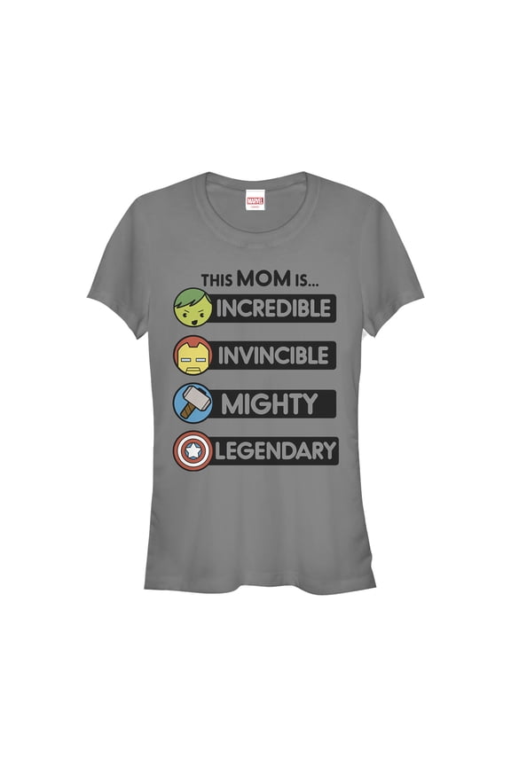 Junior's Marvel Mother's Day Mom Qualities Graphic Tee Charcoal Large
