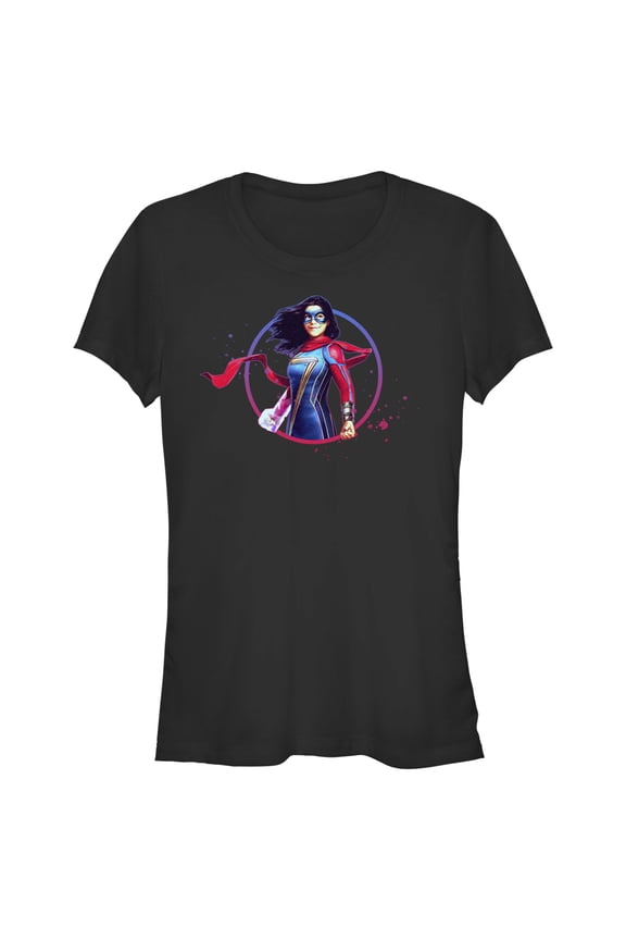 Junior's Marvel: Ms. Marvel Character Shot Graphic Tee Black 2X Large