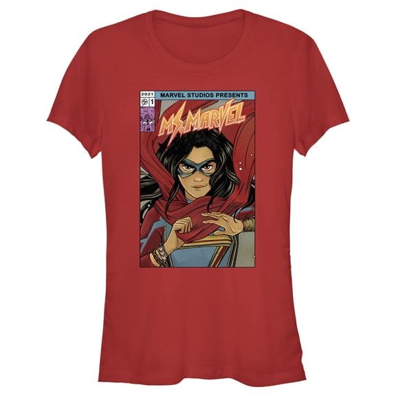 Junior's Marvel: Ms. Marvel Comic Book Cover Graphic Tee Red Medium