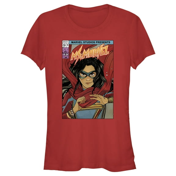 Junior's Marvel: Ms. Marvel Comic Book Cover  Graphic Tee Red Small