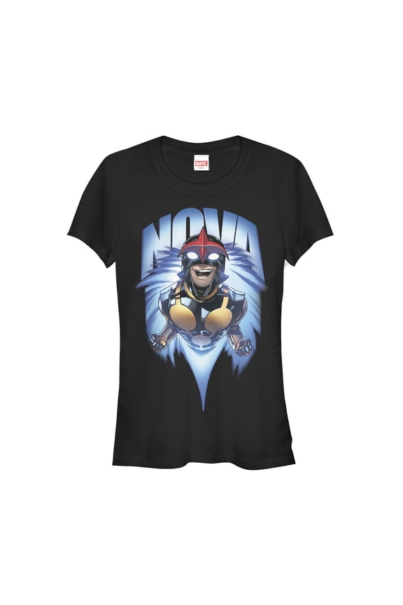 Junior's Marvel Nova Flight  Graphic Tee Black X Large