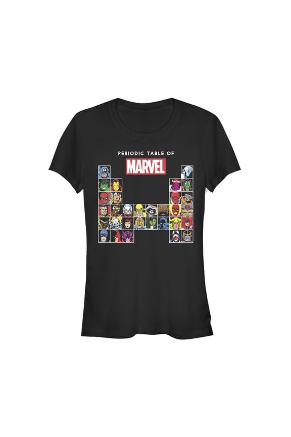 Junior's Marvel Periodic Table of Heroes Graphic Tee Black Large