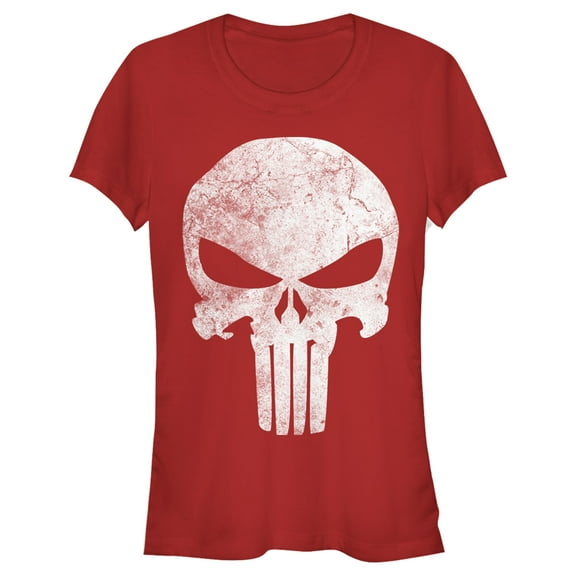 Junior's Marvel Punisher Retro Skull Symbol  Graphic Tee Red Small
