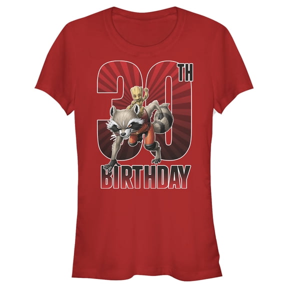 Junior's Marvel Rocket and Baby Groot 30th Birthday  Graphic T-Shirt