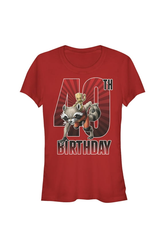 Junior's Marvel Rocket and Baby Groot 40th Birthday Graphic T-Shirt