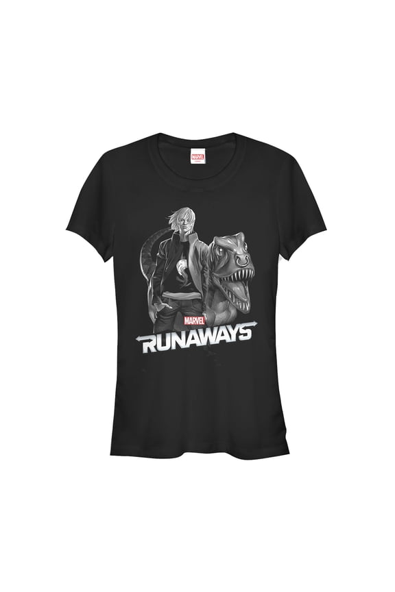 Junior's Marvel Runaways Chase & Old Lace Graphic Tee Black Medium