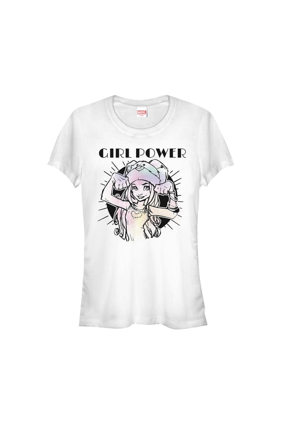 Junior's Marvel Runaways Molly Girl Power Graphic Tee White X Large