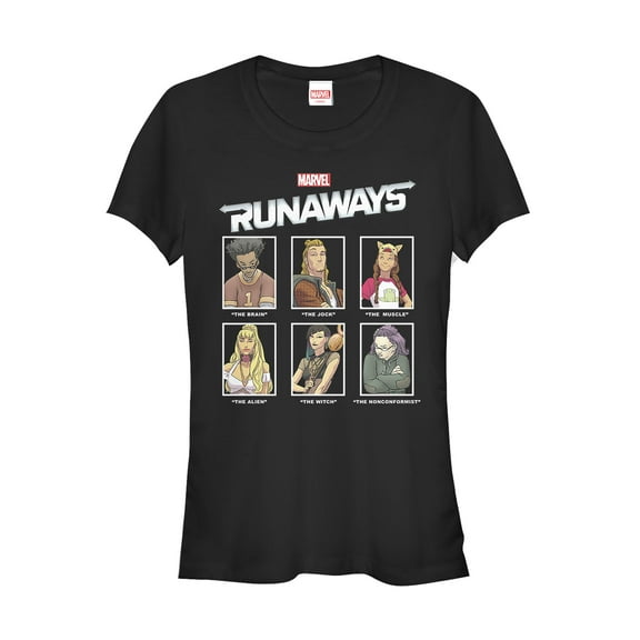 Junior's Marvel Runaways Yearbook Portrait  Graphic Tee Black Large
