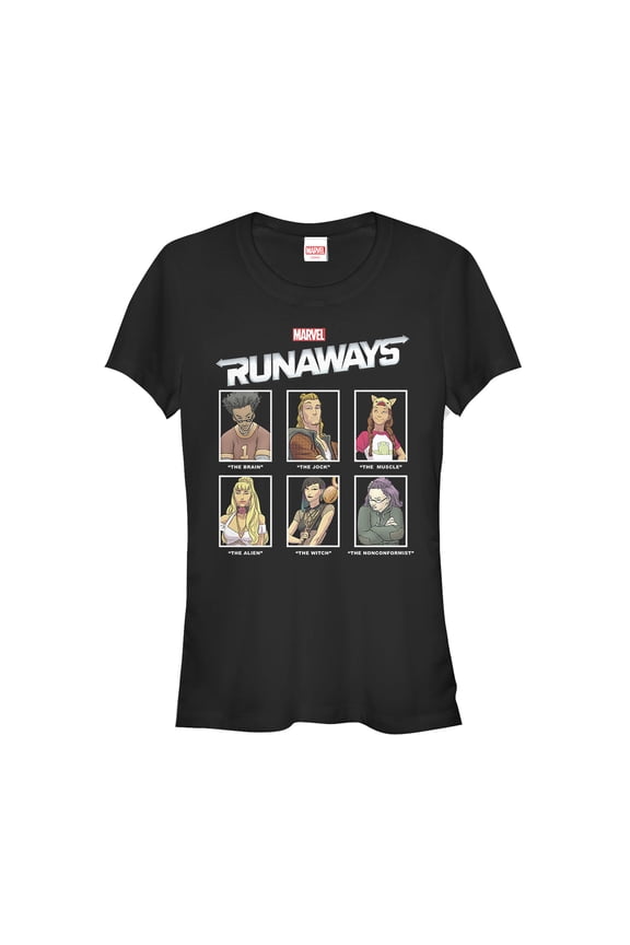 Junior's Marvel Runaways Yearbook Portrait Graphic Tee Black X Large