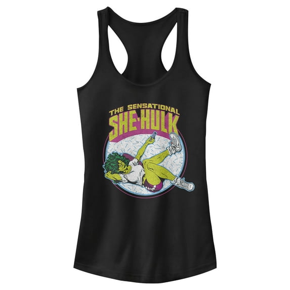 Junior's Marvel Sensational She-Hulk Racerback Tank Top Black X Small