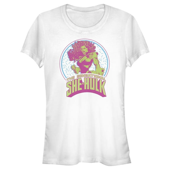 Junior's Marvel Sensational She-Hulk Retro Frame Graphic Tee White Small