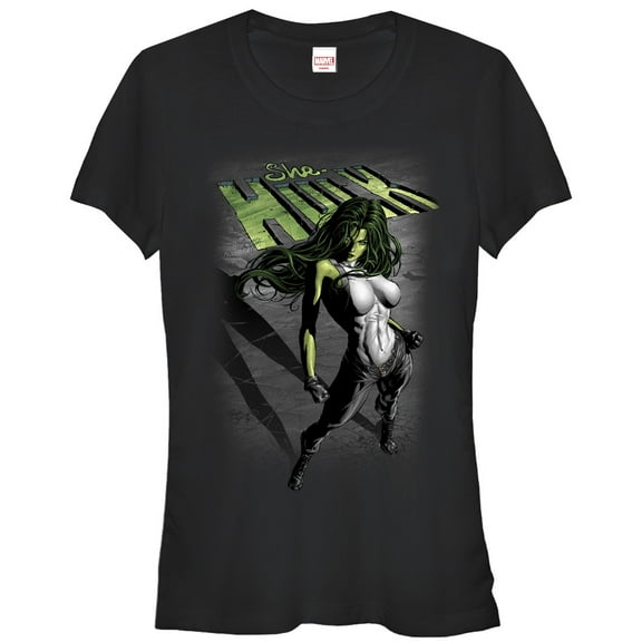 Junior's Marvel She-Hulk Shadow  Graphic Tee Black Medium