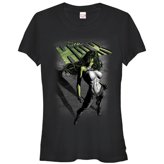 Junior's Marvel She-Hulk Shadow  Graphic Tee Black Small