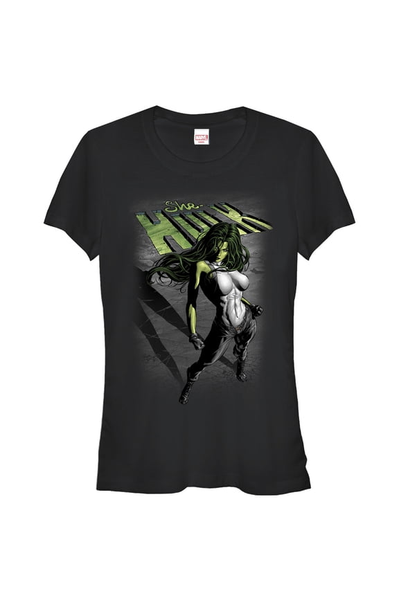 Junior's Marvel She-Hulk Shadow Graphic Tee Black Small