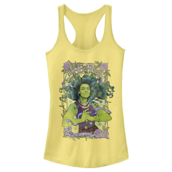 Junior's Marvel She-Hulk Won't Be Silenced Racerback Tank Top Banana X Large