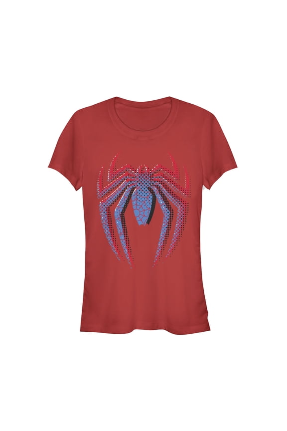 Junior's Marvel Spider-Man Dot Logo Graphic Tee Red Small