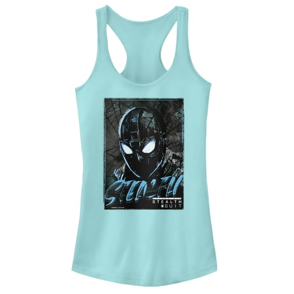 Junior's Marvel Spider-Man: Far From Home Artsy Stealth  Racerback Tank Top Cancun Medium