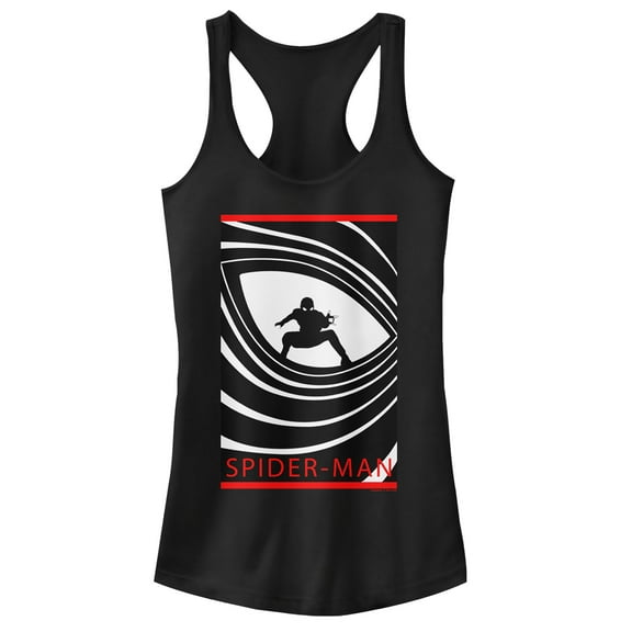 Junior's Marvel Spider-Man: Far From Home Eye Swirl  Racerback Tank Top Black Medium