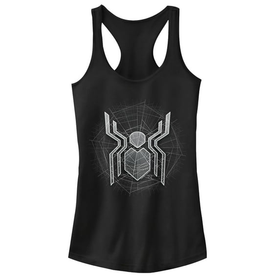 Junior's Marvel Spider-Man: Far From Home Ghostly Logo Racerback Tank Top Black Small