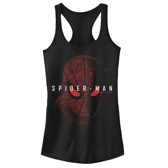 Junior's Marvel Spider-Man: Far From Home Glow  Racerback Tank Top Black Medium