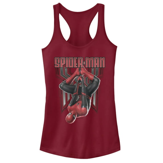 Junior's Marvel Spider-Man: Far From Home Hang Racerback Tank Top Scarlet Medium