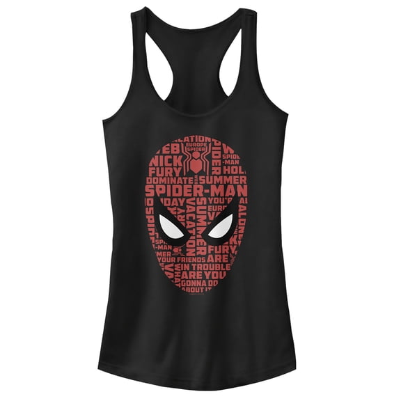 Junior's Marvel Spider-Man: Far From Home Keywords  Racerback Tank Top Black X Small