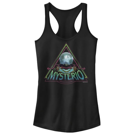 Junior's Marvel Spider-Man: Far From Home Mysterio Crystal Racerback Tank Top Black X Small