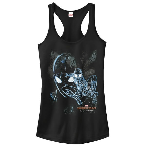 Junior's Marvel Spider-Man: Far From Home Shadow Racerback Tank Top Black X Small