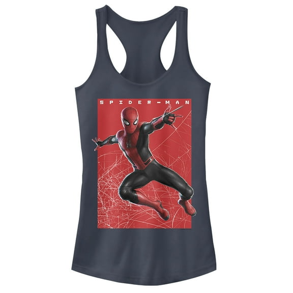 Junior's Marvel Spider-Man: Far From Home Sightseeing  Racerback Tank Top Indigo X Small