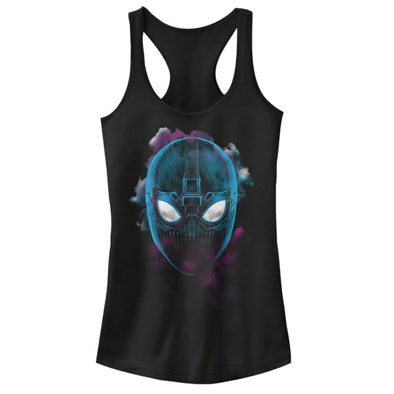 Junior's Marvel Spider-Man: Far From Home Smokey Mask Racerback Tank Top Black X Small