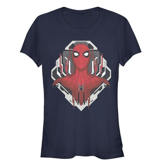 Junior's Marvel Spider-Man: Far From Home Tech Emblem Graphic Tee Navy Blue 2X Large