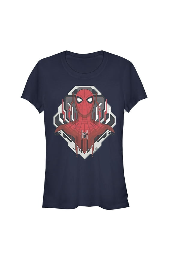 Junior's Marvel Spider-Man: Far From Home Tech Emblem Graphic Tee Navy Blue Medium