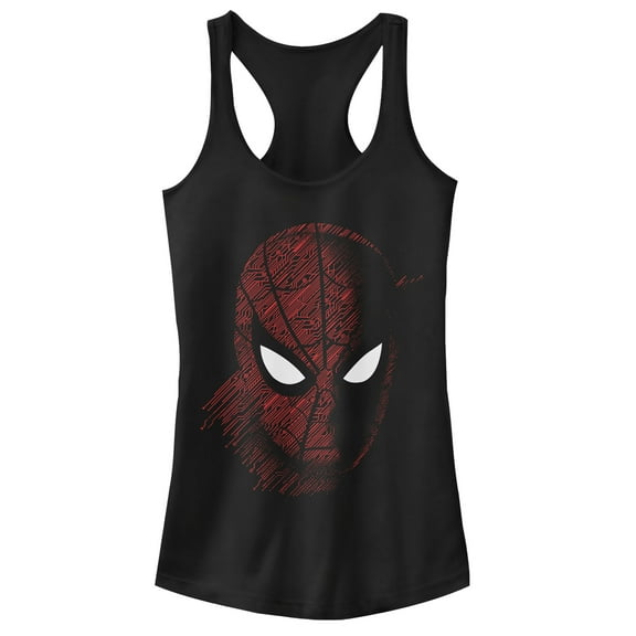 Junior's Marvel Spider-Man: Far From Home Tech Pattern  Racerback Tank Top Black Medium