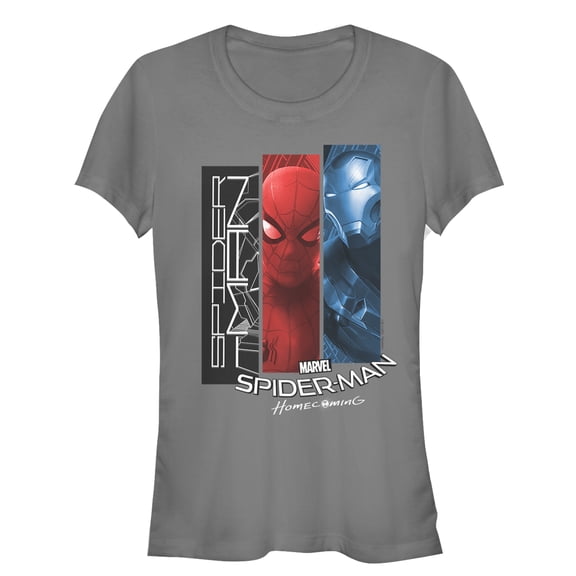 Junior's Marvel Spider-Man: Homecoming Character Panel  Graphic Tee Charcoal 2X Large