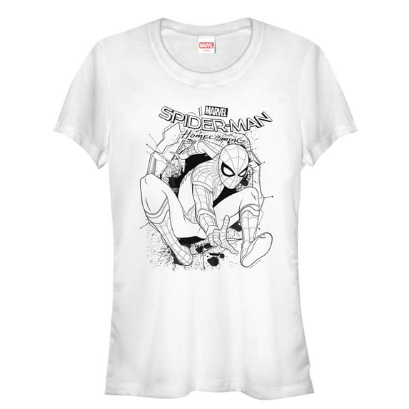 Junior's Marvel Spider-Man: Homecoming Crash Graphic Tee White Medium