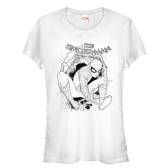 Junior's Marvel Spider-Man: Homecoming Crash Graphic Tee White Small