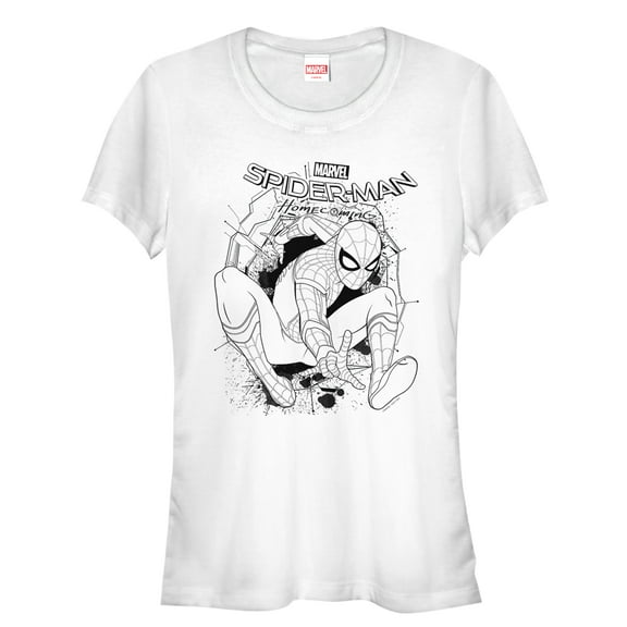 Junior's Marvel Spider-Man: Homecoming Crash  Graphic Tee White X Large