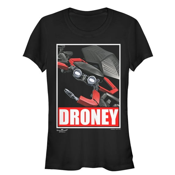 Junior's Marvel Spider-Man: Homecoming Droney Poster Graphic Tee Black Medium