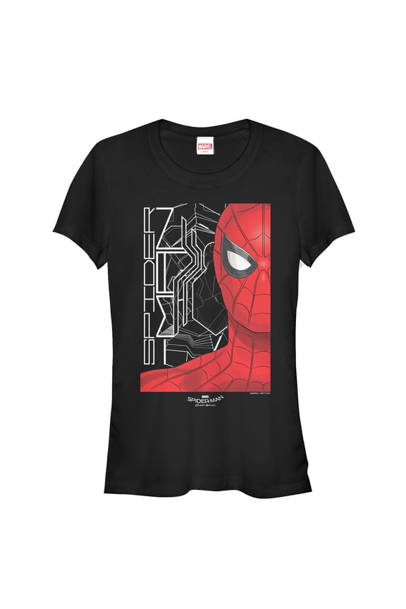Junior's Marvel Spider-Man: Homecoming Face Graphic Tee Black Small