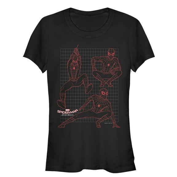 Junior's Marvel Spider-Man: Homecoming Grid  Graphic Tee Black Small
