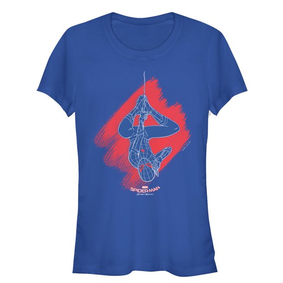 Junior's Marvel Spider-Man: Homecoming Hang Graphic Tee Royal Blue X Large