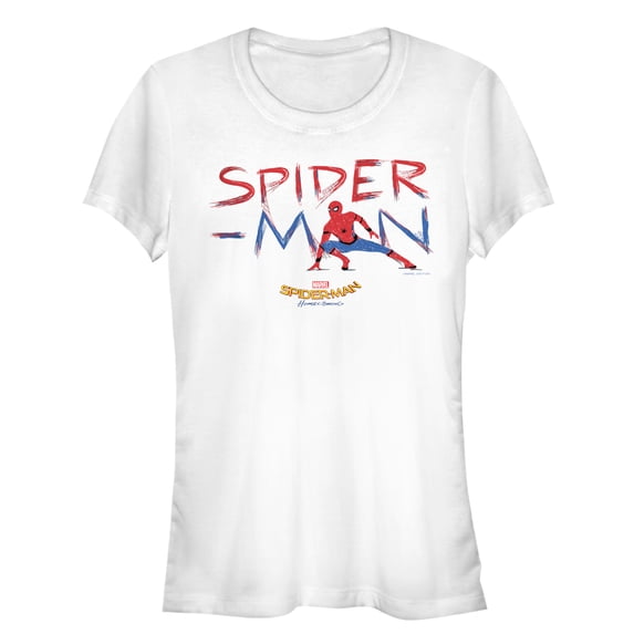 Junior's Marvel Spider-Man: Homecoming Paint Streak Graphic Tee White 2X Large