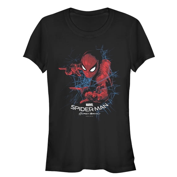 Junior's Marvel Spider-Man: Homecoming Web Frame Graphic Tee Black Medium