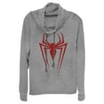 thumbnail image 1 of Junior's Marvel Spider-Man Icon Badge  Cowl Neck Sweatshirt Gray Heather 3X Large, 1 of 3