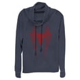 thumbnail image 1 of Junior's Marvel Spider-Man Icon Badge Cowl Neck Sweatshirt Navy Blue X Small, 1 of 3