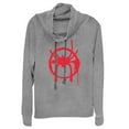 thumbnail image 1 of Junior's Marvel Spider-Man: Into the Spider-Verse Symbol  Cowl Neck Sweatshirt Gray Heather Medium, 1 of 3