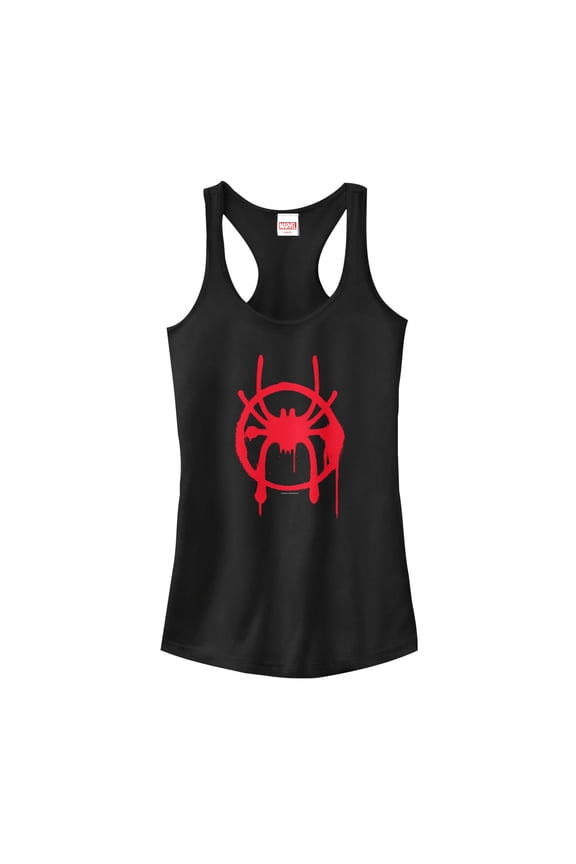 Junior's Marvel Spider-Man: Into the Spider-Verse Symbol Racerback Tank Top Black Medium