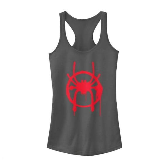 Junior's Marvel Spider-Man: Into the Spider-Verse Symbol Racerback Tank Top Charcoal Small