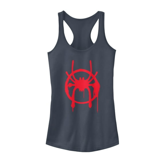 Junior's Marvel Spider-Man: Into the Spider-Verse Symbol Racerback Tank Top Indigo Large